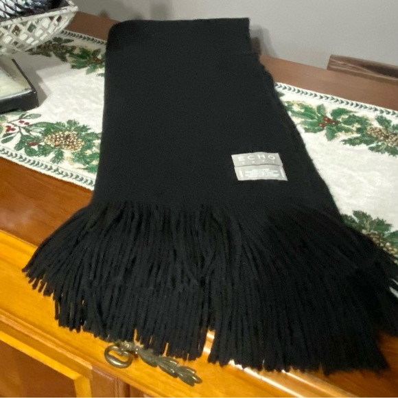 ECHO Long Black Scarf Unisex 78”X 18” - Picture 2 of 8